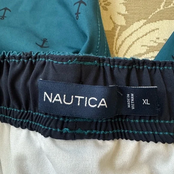 Nautica Men's Teal Anchor Swim Shorts - Picture 7 of 7